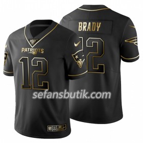 New England Patriots Tröjor Tom Brady 12 Nike Svart Golden Edition 100th - Herr